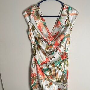 Tropical Print Backless Dress